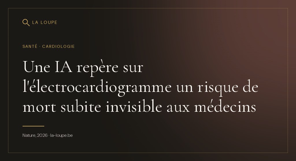 Illustration : un tracé d'électrocardiogramme doré sur fond sombre, dont une portion s'illumine et se dédouble en un réseau neuronal stylisé