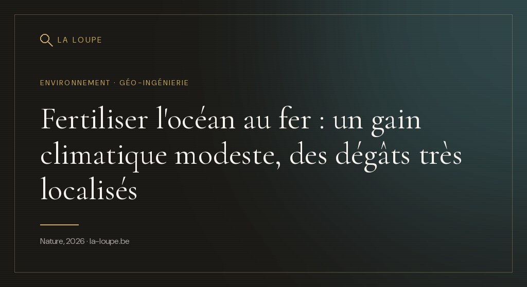 Illustration : une vue de l'océan vue du ciel avec une floraison de phytoplancton en volutes turquoise, et des courants profonds dorés en contrebas