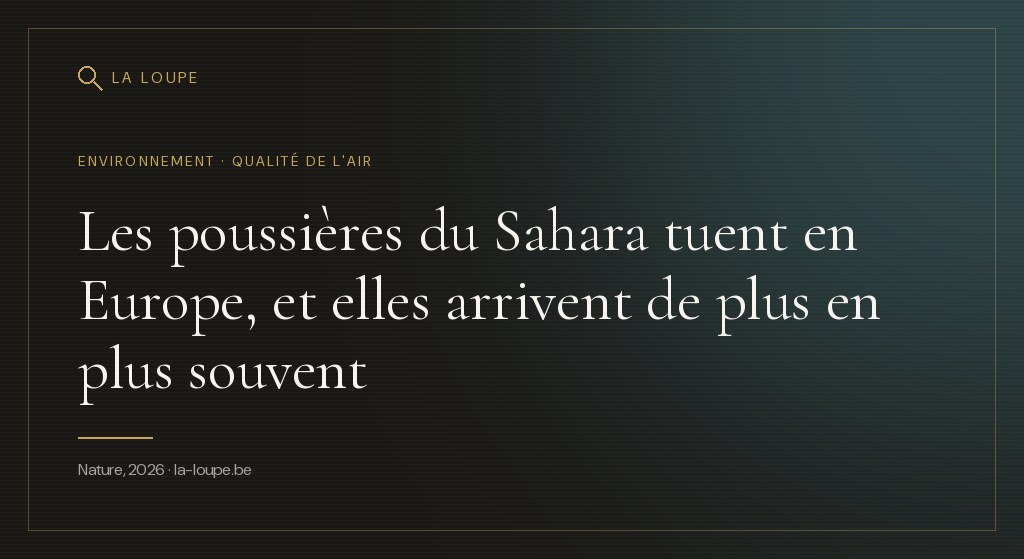 Illustration : un ciel ocre chargé de poussière au-dessus d'une ville méditerranéenne, avec des courants atmosphériques dorés venus du sud